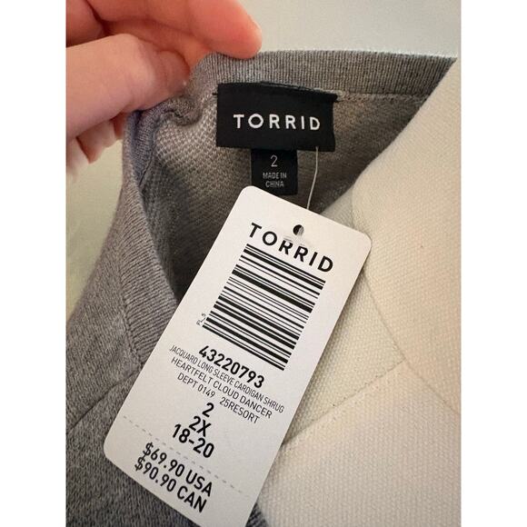 NWT Torrid Grey Hearts Shrug Cardigan Sweater Plus Size 2X - Picture 9 of 9